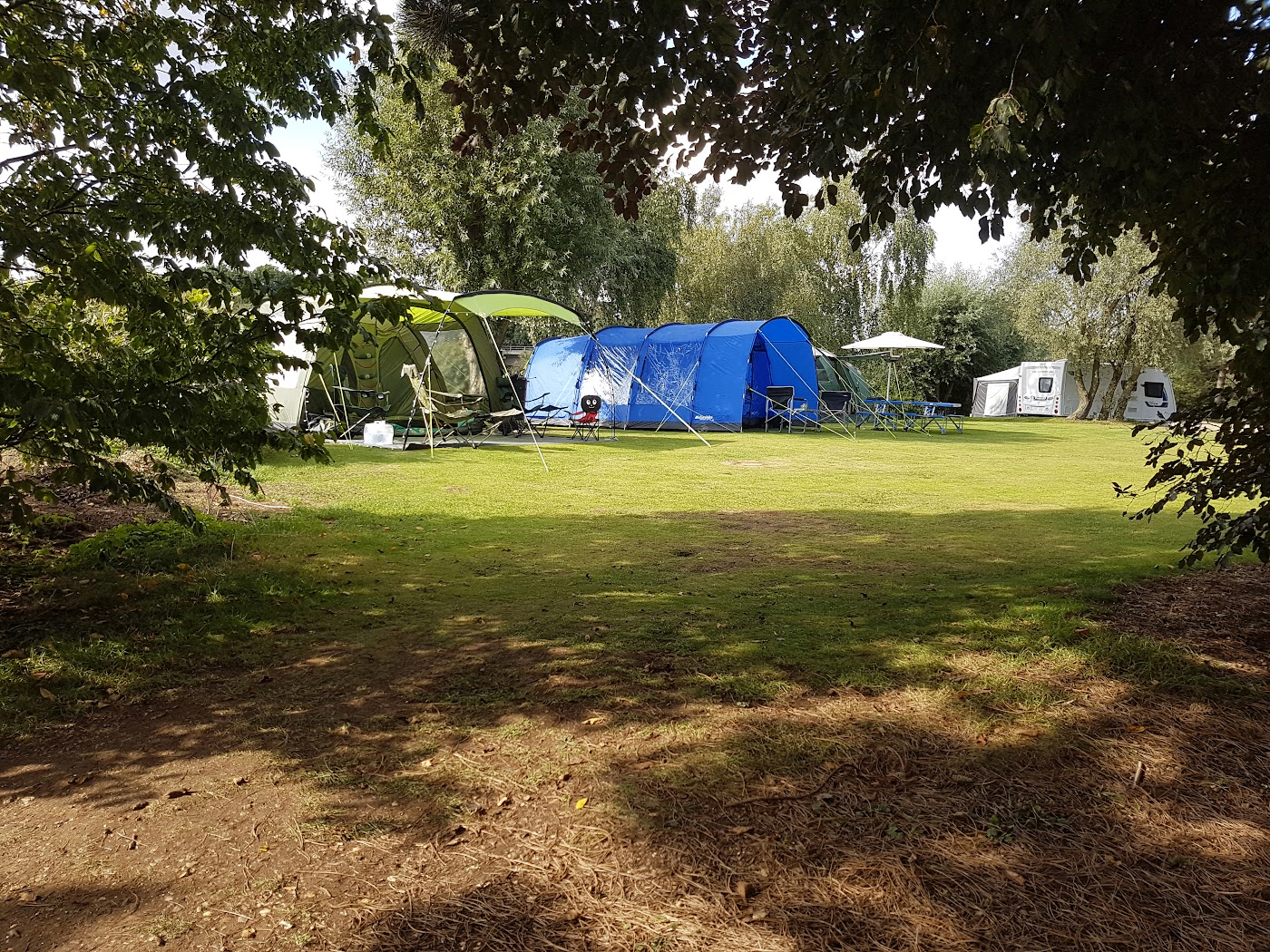 Campsite overlooking the River Great Ouse and Portholme Meadow