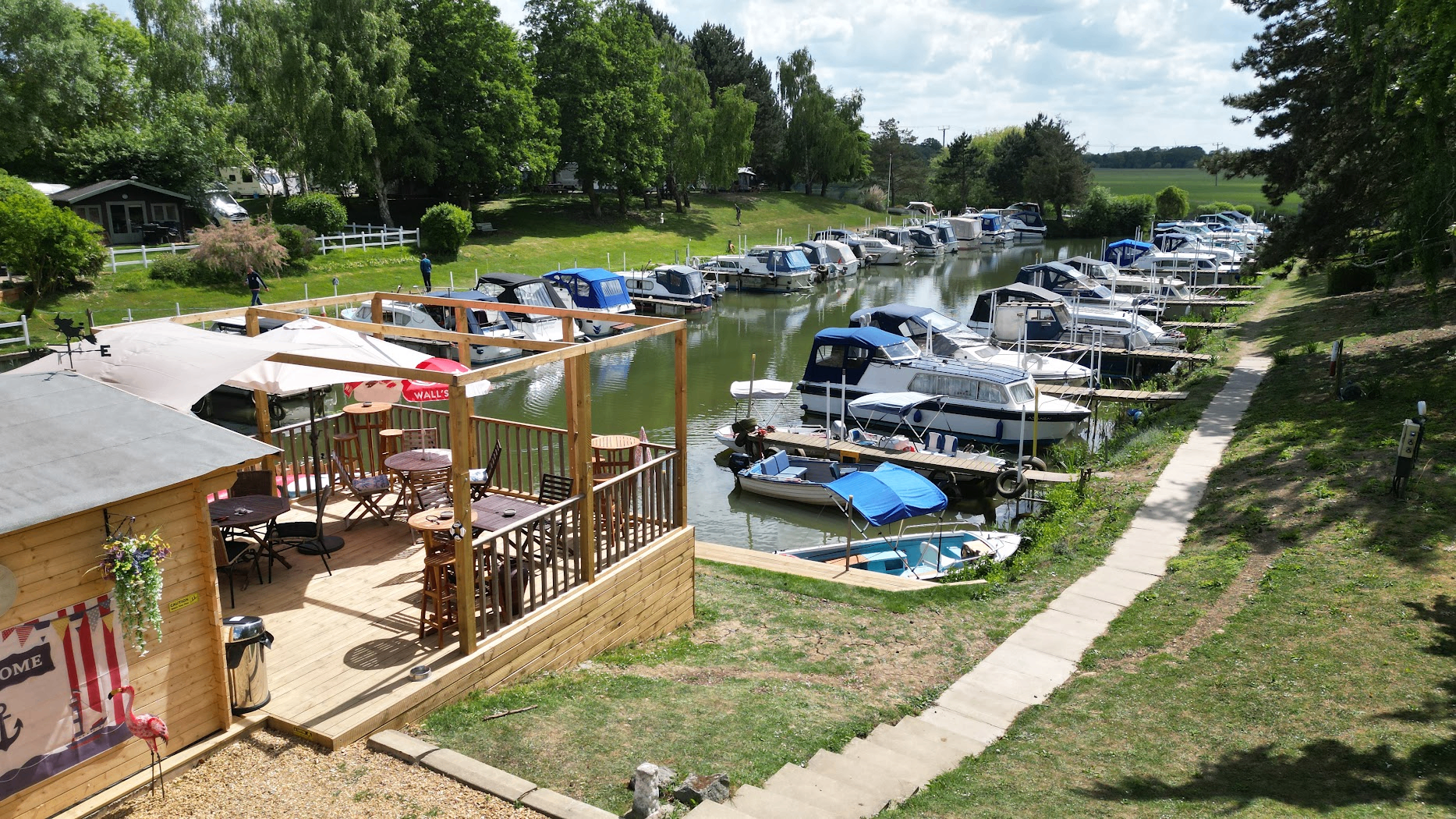 Aerial view of Haven Boat Hire and the marina