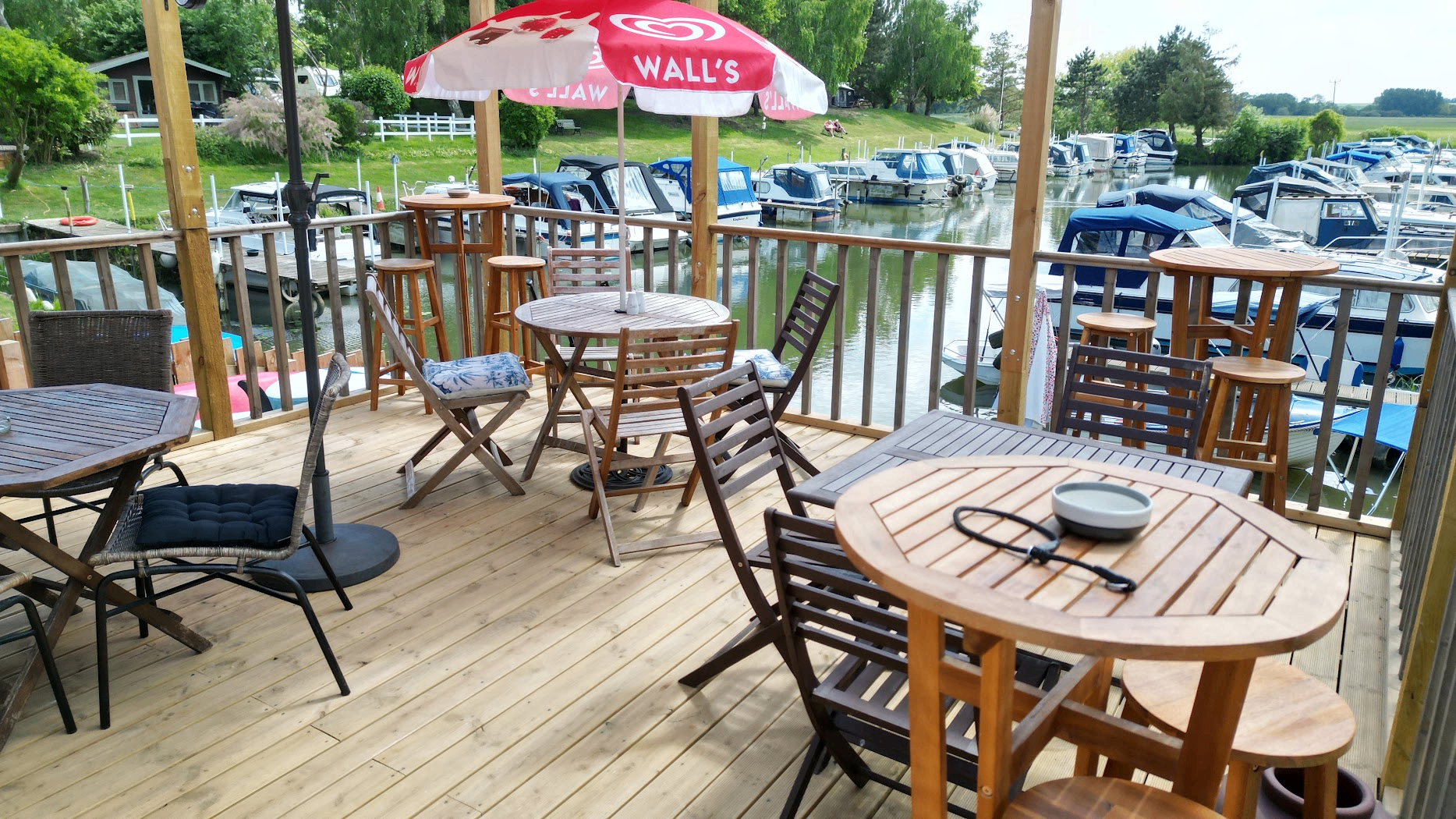 Waterside decking with seating at Haven Café